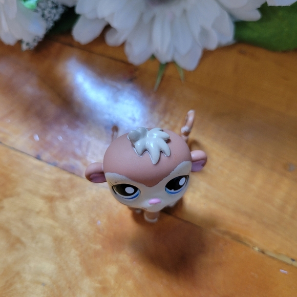 Littlest Pet Shop LPS #1450 Monkey Brown Cream Blue Eyes 2007 B - Picture 7 of 11